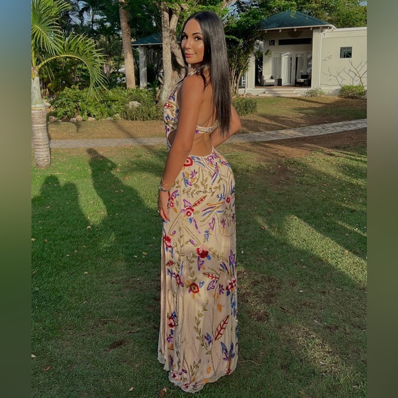 ZASA CHIC BY KARISHMA CREATIONS | Beaded Tulle | Nude-multicolored | open back - Picture 3 of 6